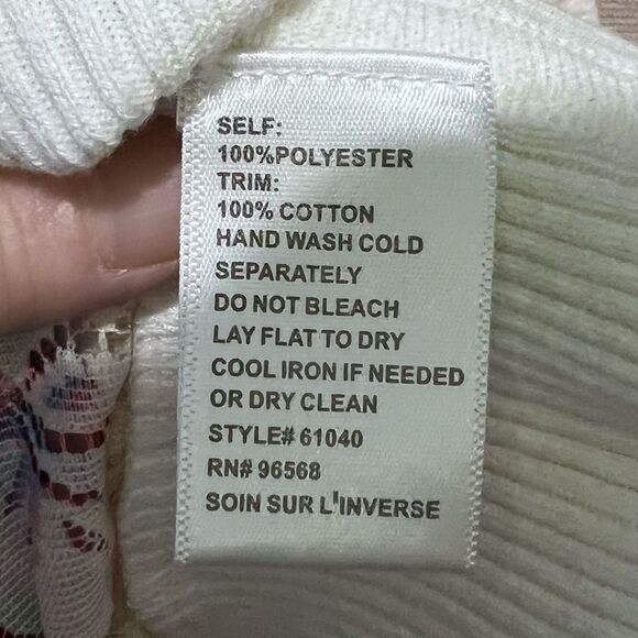 Charlotte Tarantola Floral Scoop Neck Drop Sleeve Sheer Sweater Size Large - Picture 8 of 8